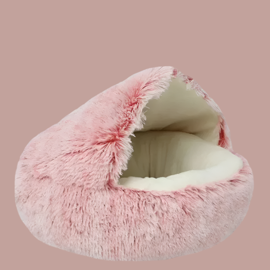 Round Cat Bed Winter Plush Cats Nest Semi Enclosed Simple Pet Sleeping Bag Comfort Warm Doghouse Living Room Corner Dog Kennel