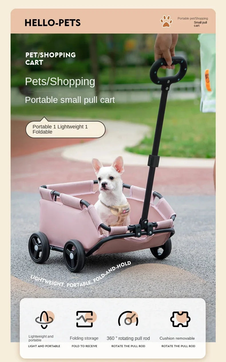 4 Wheels lightweight Folding Dog Teddy Stroller Dog Cat Pet Stroller for Travelling Shopping Walking Playing for Small Dogs Cats