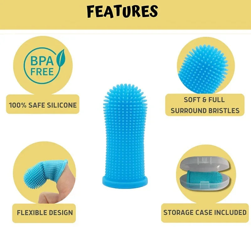 Dog Super Soft  pet Finger Toothbrush Teeth Cleaning Breath Care Nontoxic Silicone Tooth Brush Cat dog toothbrush pet products