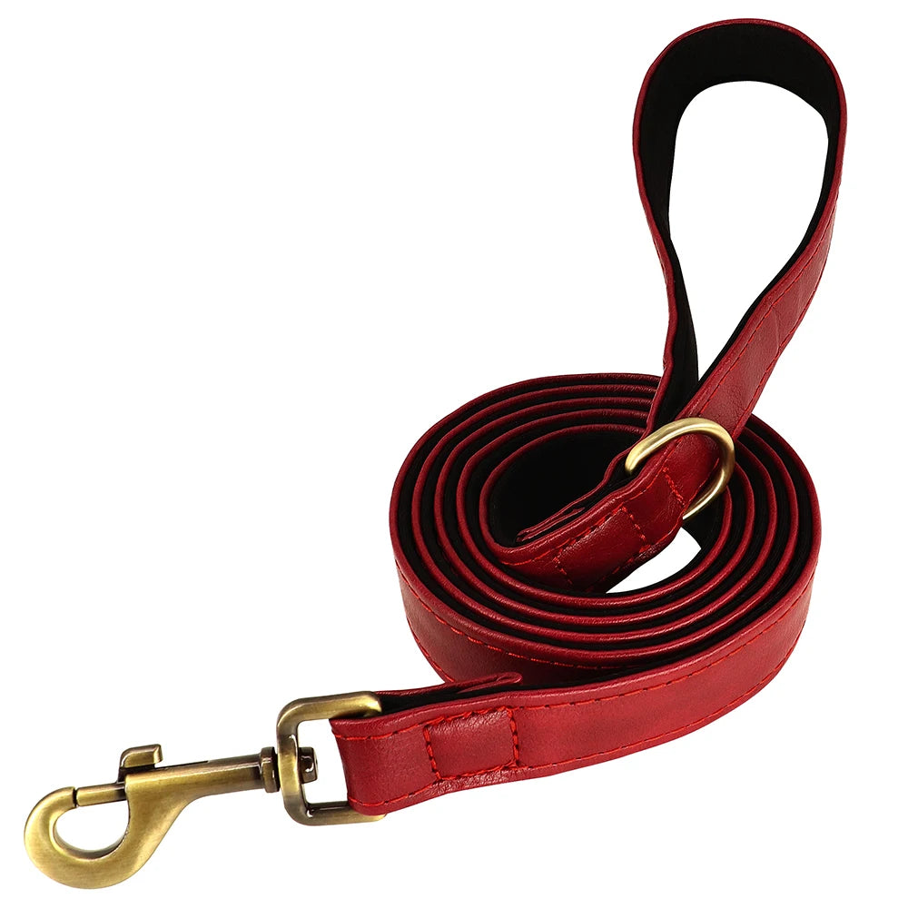 5ft Leather Dog Leash Durable Pet Walking Training Lead Leash Rope for Small Medium Large Dogs Pitbull Pug erman Shepherd