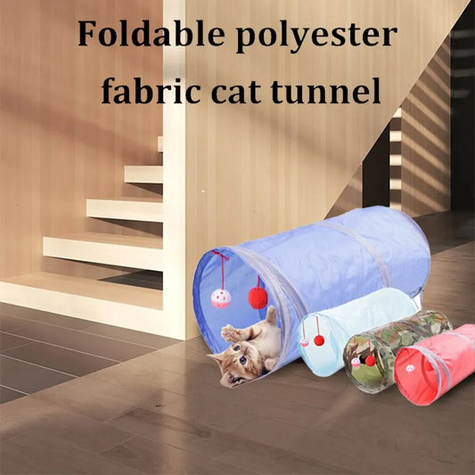 1PC Two-way Retractable Cat Tunnel Toy Cat Interactive Self Hi Ring Paper Foldable Bell Single Layer ( Random Color)