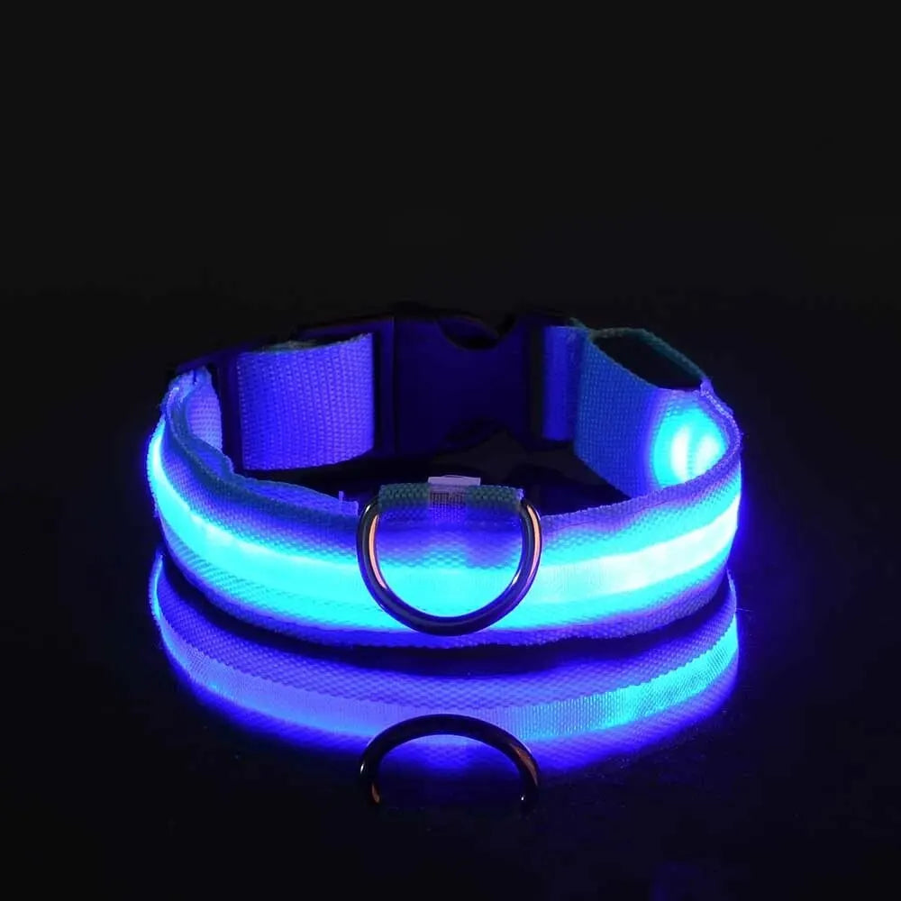 Reflective LED Dog Collar for Night Safety - Durable, Geometric Patterned, Battery-Powered, Ideal for Small/Medium Breeds