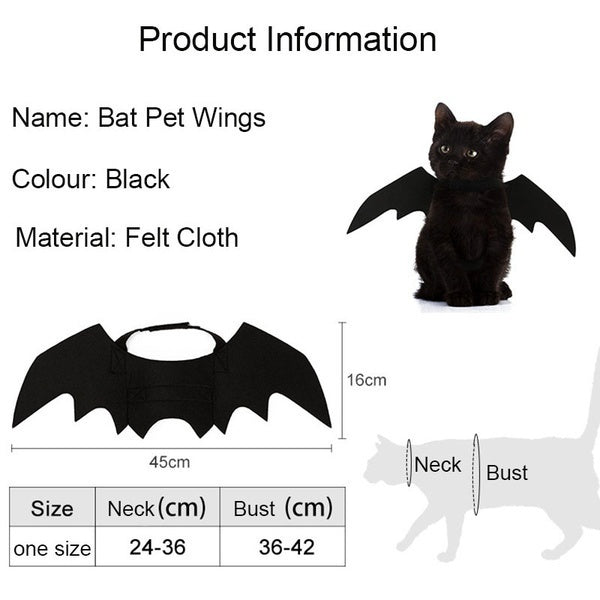 Halloween Cute Pet Clothes Black Bat Wings Harness Costume Cosplay Cat Dog Halloween Party for Pet Supplies