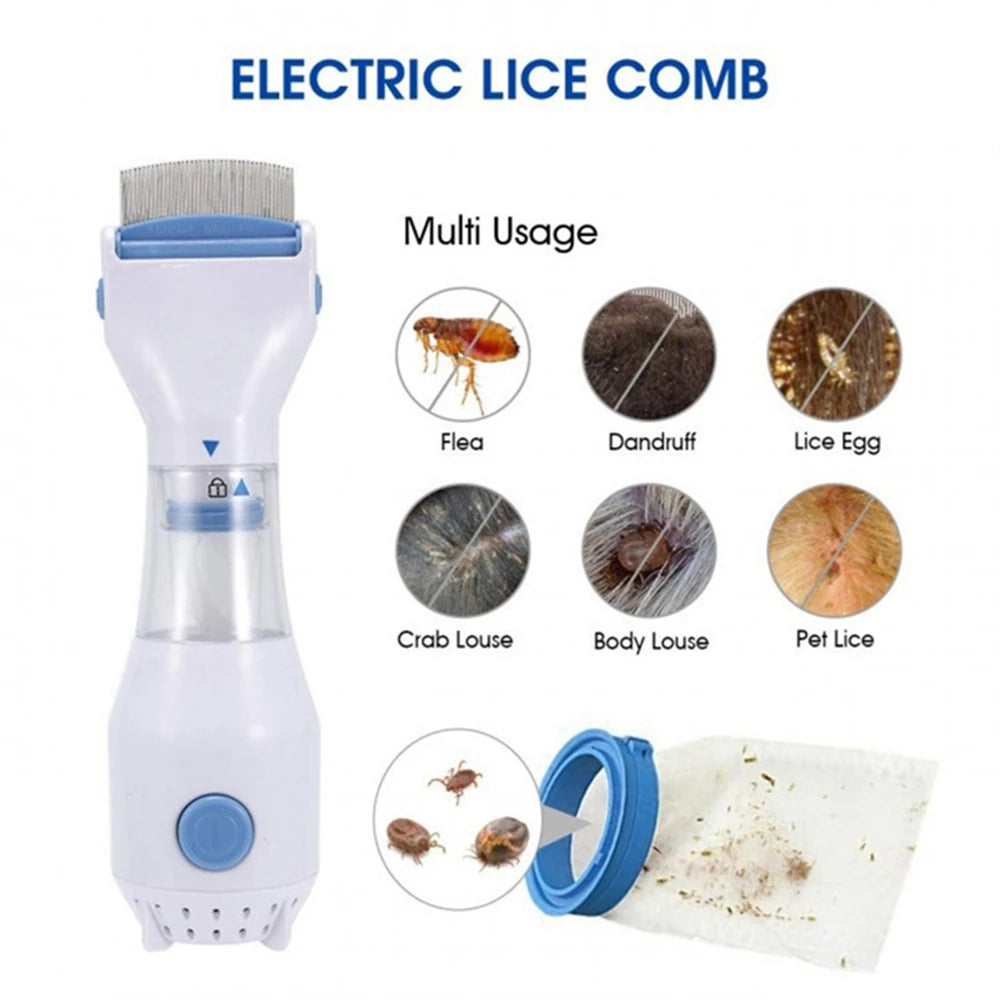 Electric Lice Grabber Multifunctional Physical Flea Removal Killer Brush Pets Comb Cats Dogs Hair Cleaner Lice Remover Comb