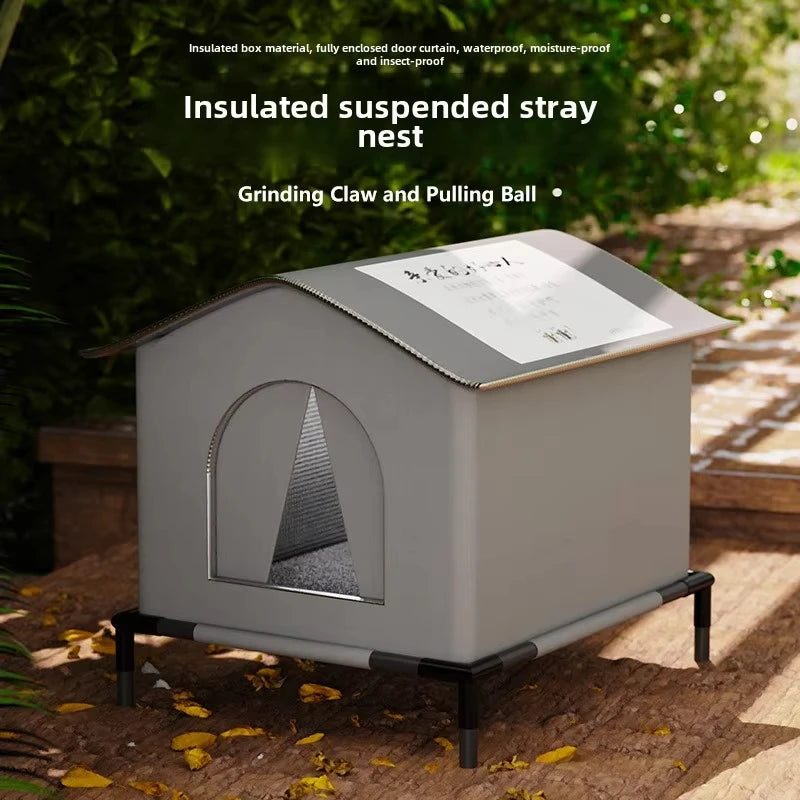 Cat House Weatherproof Safe Outside Winter Warm Pet Sleeping Bed Outdoor Foldable Small Dog Puppy Supply Universal Four Seasons