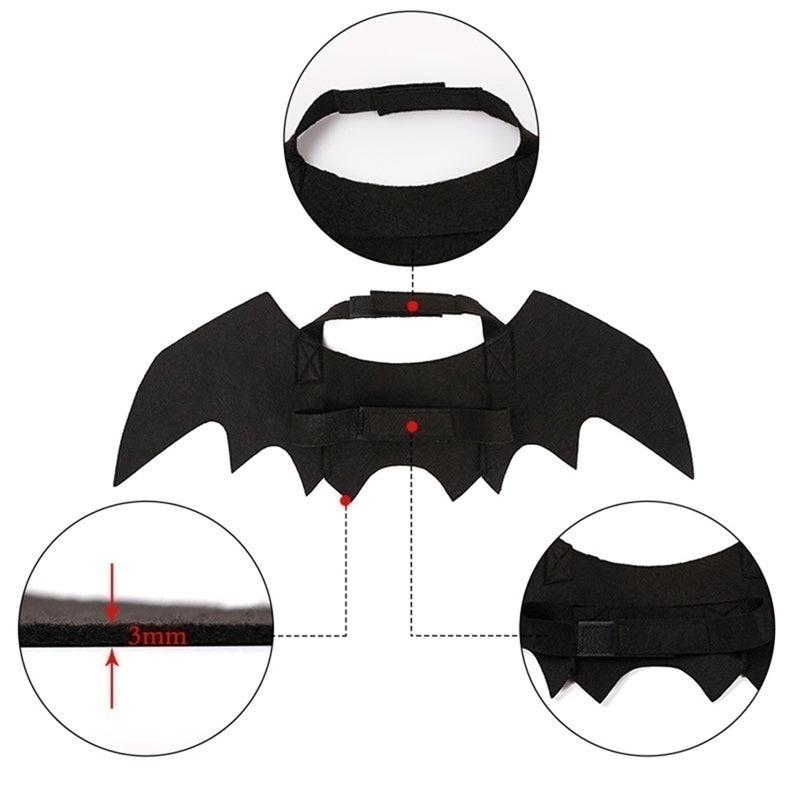 Halloween Cute Pet Clothes Black Bat Wings Harness Costume Cosplay Cat Dog Halloween Party for Pet Supplies