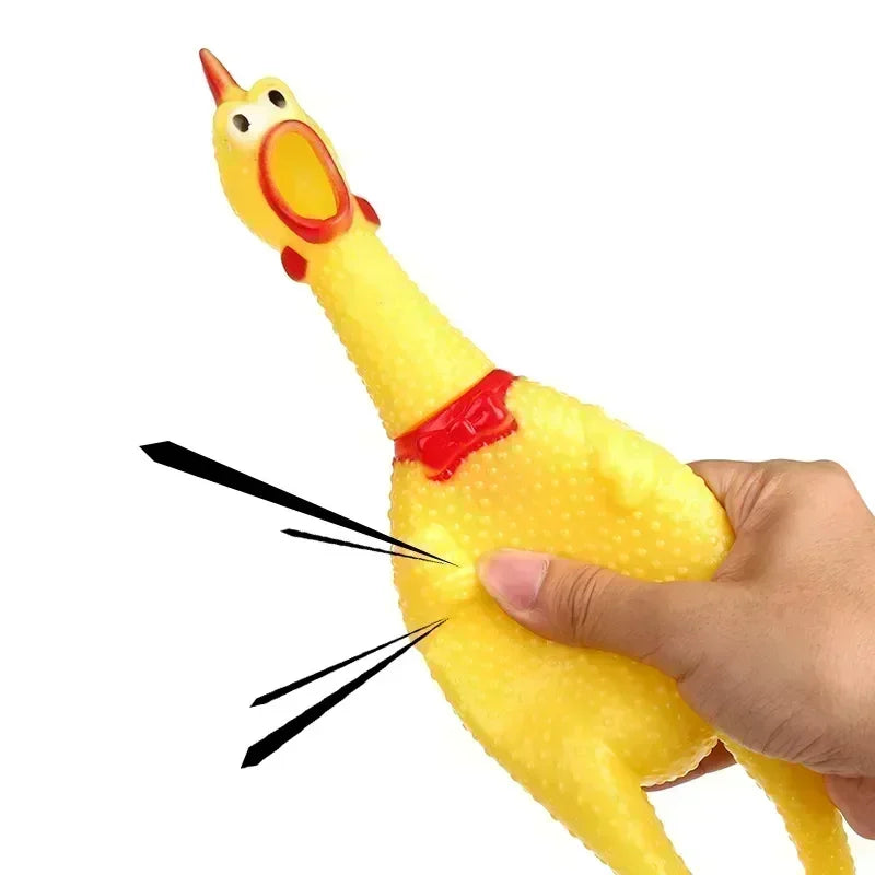 New Pet Dog Squeak Toy Screaming Chicken Squeeze Dog Chew Toy Durable and Fun Yellow Rubber Exhaust Chicken 17CM 31CM 40CM Toys