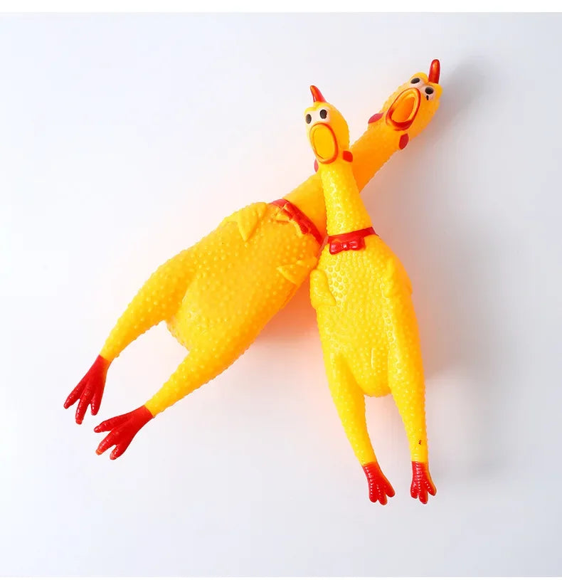 Yellow Screaming Chicken Dog Toys Novelty and Durable Chew Toy Sound Squeeze Screaming Toy