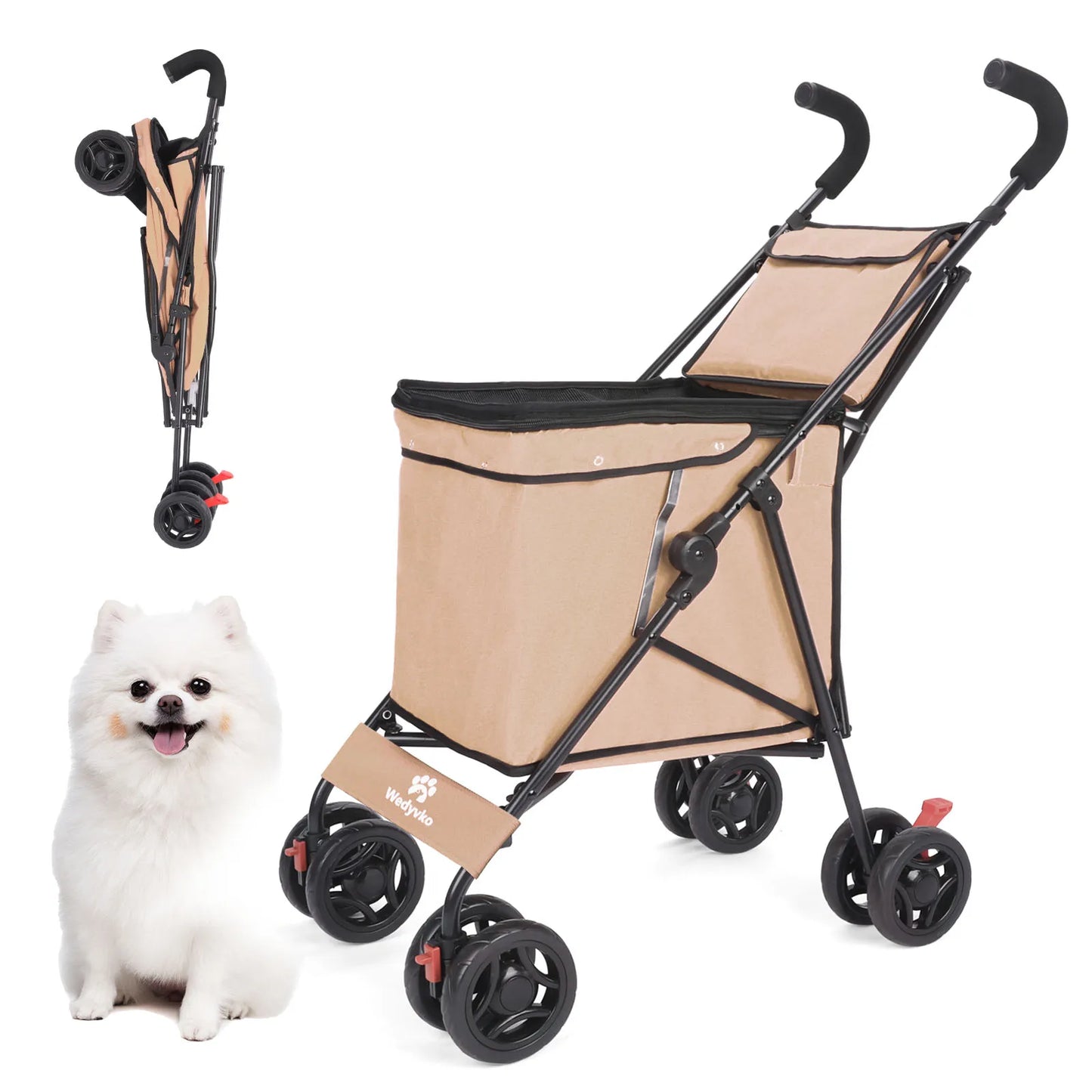 Shopping Trolley 33lbs 4 Wheels Dog Stroller Rotate Pink Pet Puppy StrollerTravel Hand Cart Folding einkaufswagen