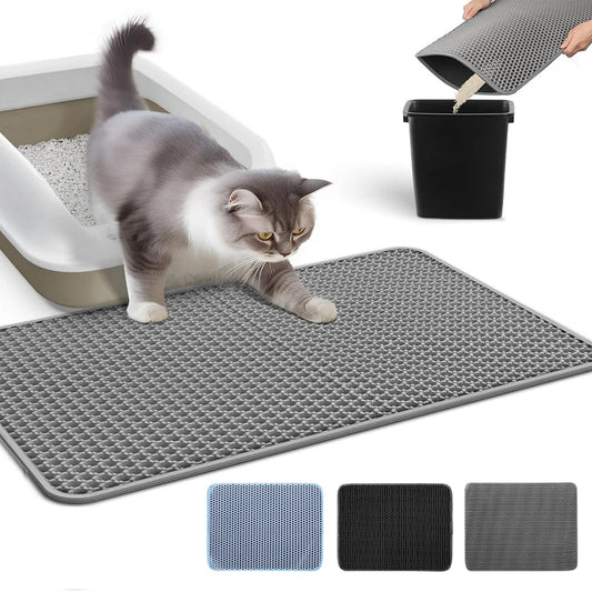 Cat Litter Mat Water Urine Proof Double Layer Pet Foldable Cat Litter Trapping  Pet Carpet Bed Pads For Cats Pet Clean Supplies