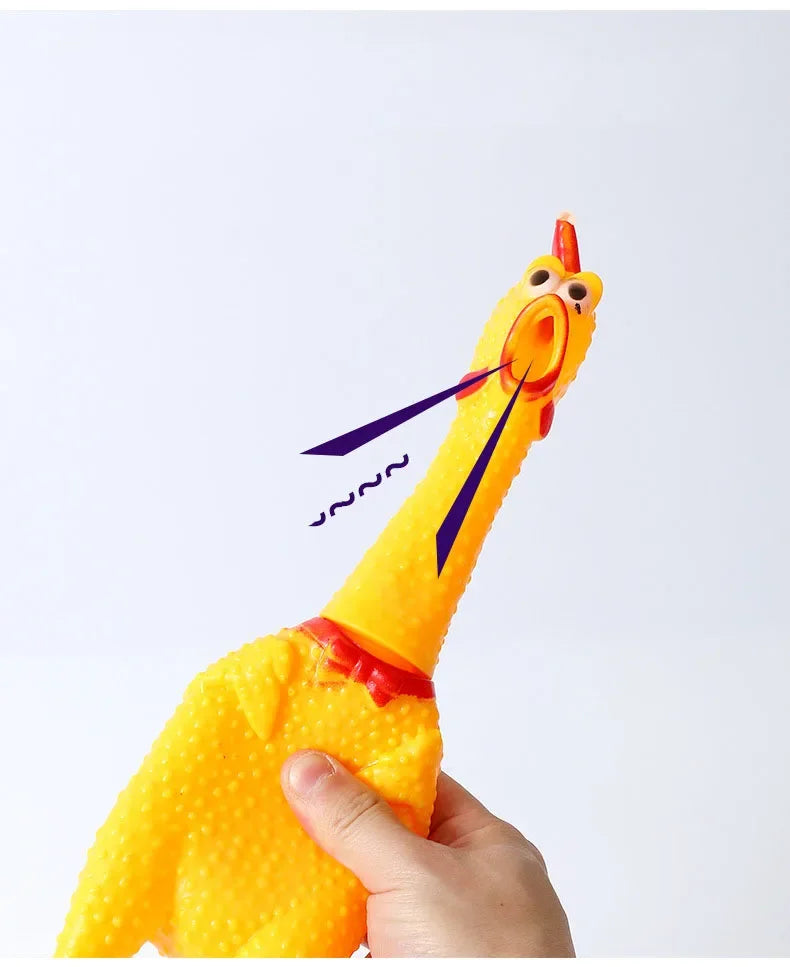 Yellow Screaming Chicken Dog Toys Novelty and Durable Chew Toy Sound Squeeze Screaming Toy