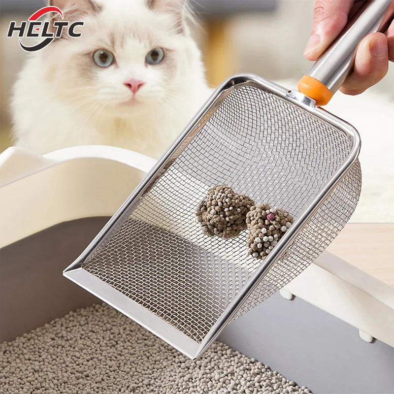 1pcs Stainless Steel Fine Mesh Cat Litter Scoop Easy To Clean Non-Stick Shovel For Reptiles Sand Efficient Durable Litter Scoop