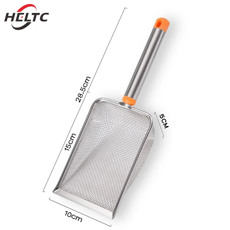 1pcs Stainless Steel Fine Mesh Cat Litter Scoop Easy To Clean Non-Stick Shovel For Reptiles Sand Efficient Durable Litter Scoop