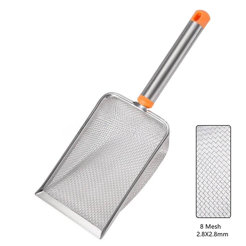 1pcs Stainless Steel Fine Mesh Cat Litter Scoop Easy To Clean Non-Stick Shovel For Reptiles Sand Efficient Durable Litter Scoop