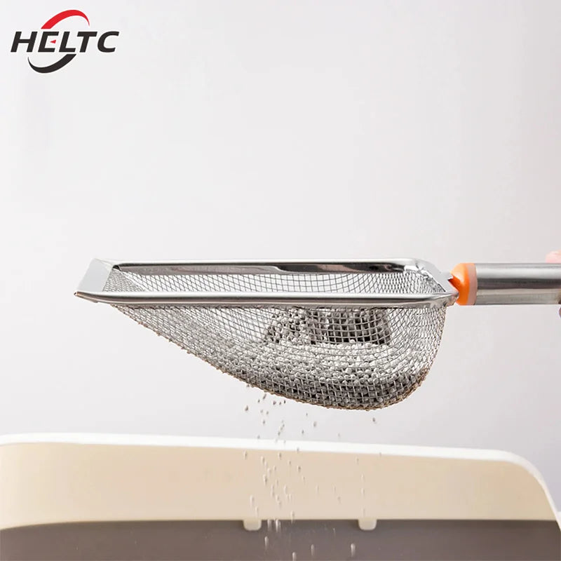 1pcs Stainless Steel Fine Mesh Cat Litter Scoop Easy To Clean Non-Stick Shovel For Reptiles Sand Efficient Durable Litter Scoop