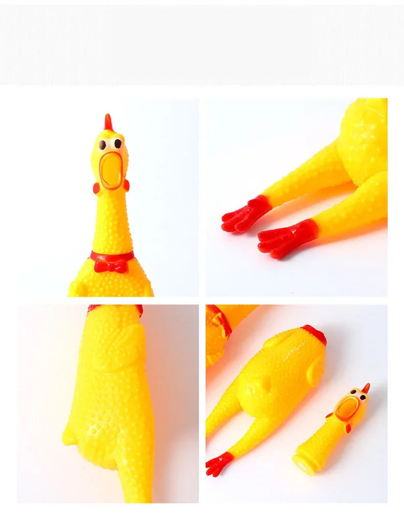 Yellow Screaming Chicken Dog Toys Novelty and Durable Chew Toy Sound Squeeze Screaming Toy