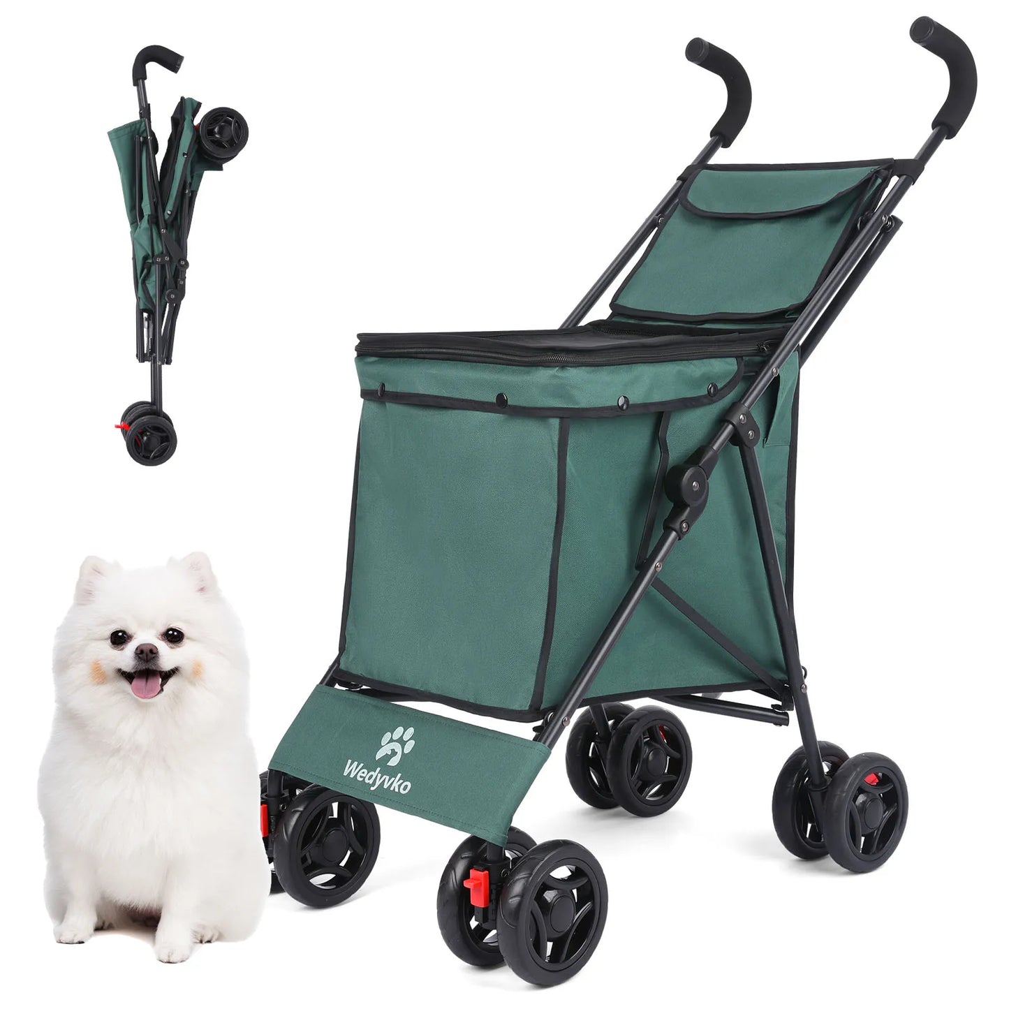 Shopping Trolley 33lbs 4 Wheels Dog Stroller Rotate Pink Pet Puppy StrollerTravel Hand Cart Folding einkaufswagen