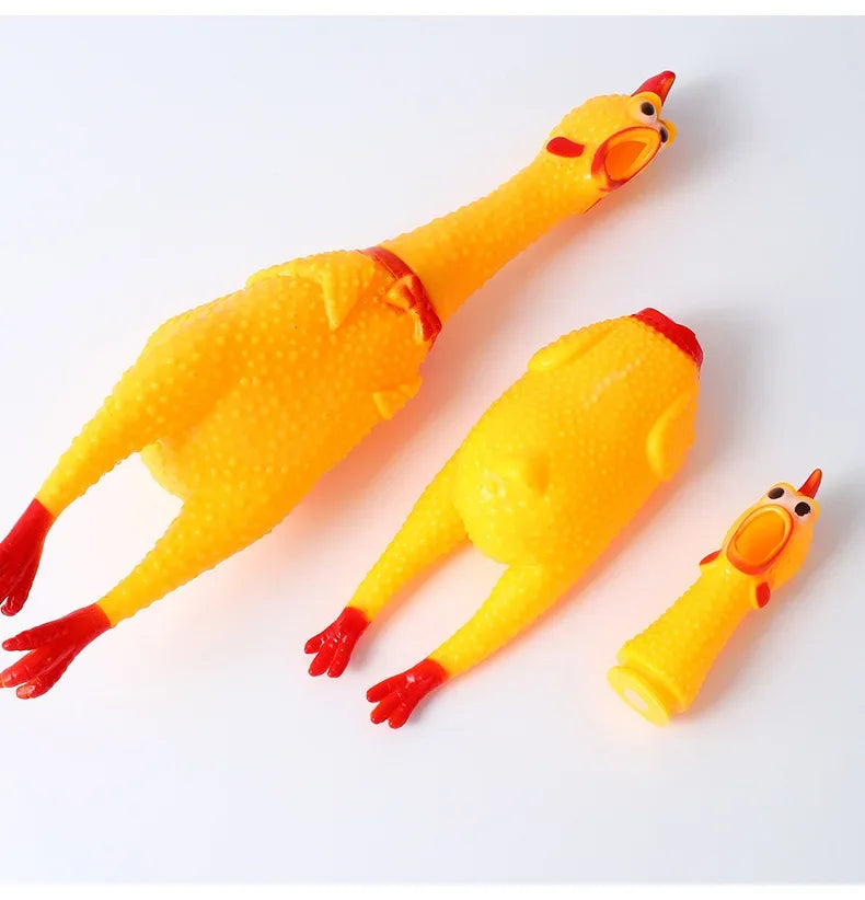 Yellow Screaming Chicken Dog Toys Novelty and Durable Chew Toy Sound Squeeze Screaming Toy