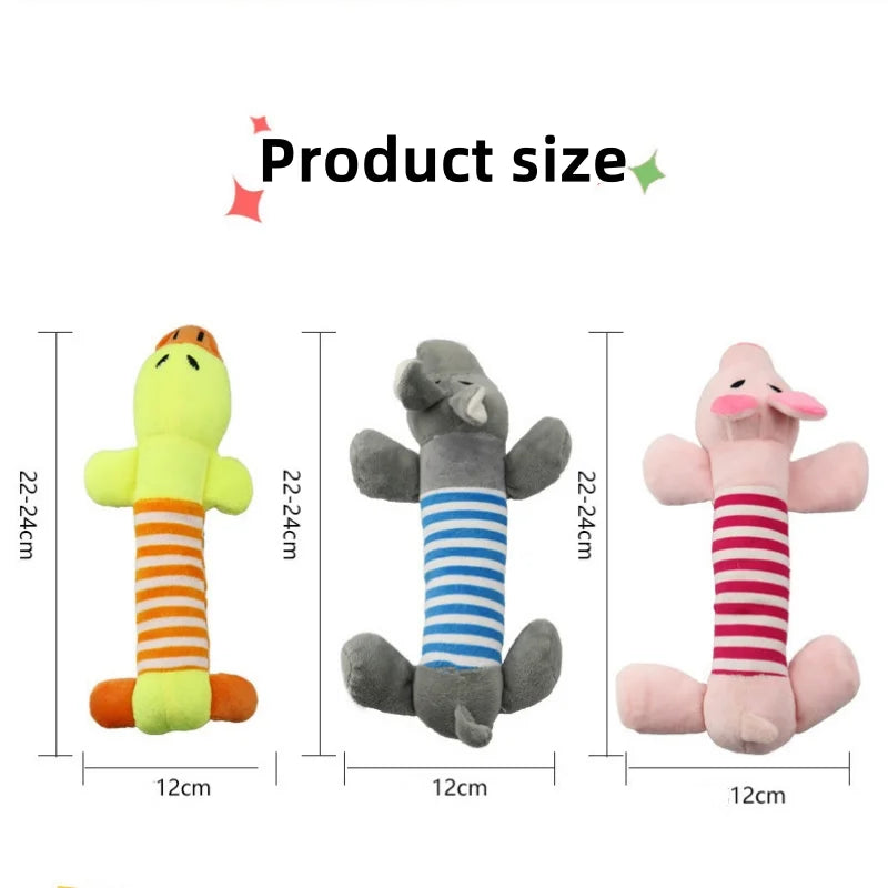 Cute Pet Dog Cat Plush Squeak Sound Dog Toys Funny Fleece Durability Chew Molar Toy Fit for All Pets Elephant Duck Pig