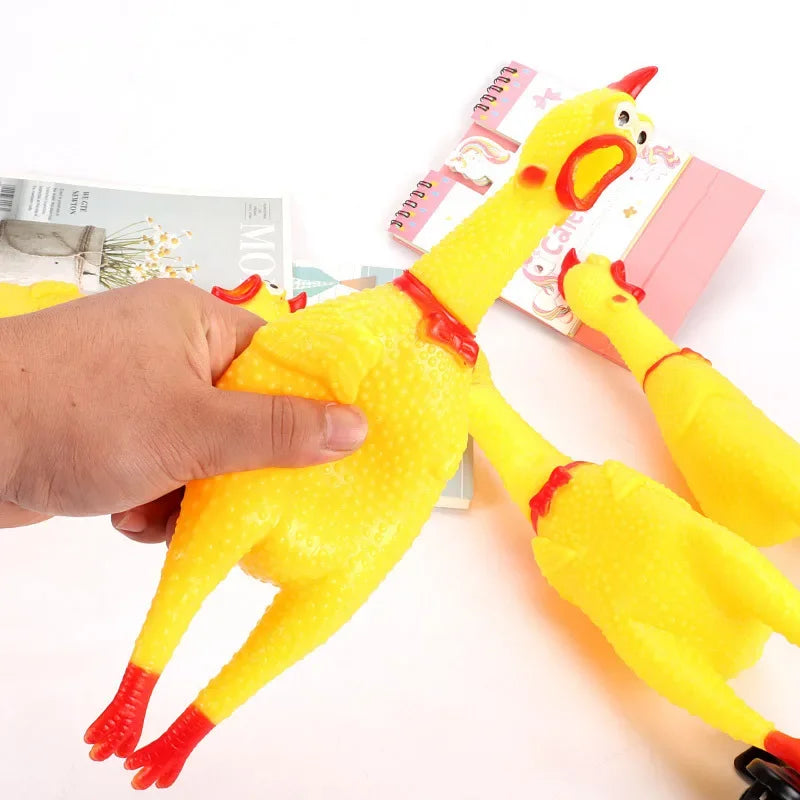 Yellow Screaming Chicken Dog Toys Novelty and Durable Chew Toy Sound Squeeze Screaming Toy