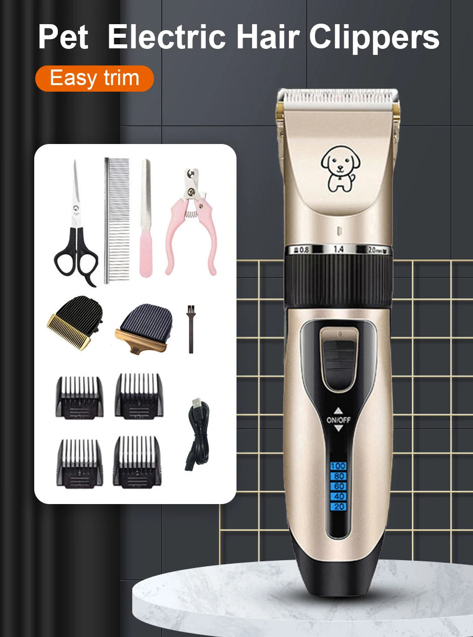 Professional Dog Hair Clipper All Metal Rechargeable Pet Trimmer Cat Shaver Cutting Machine Puppy Grooming Haircut Low Noice