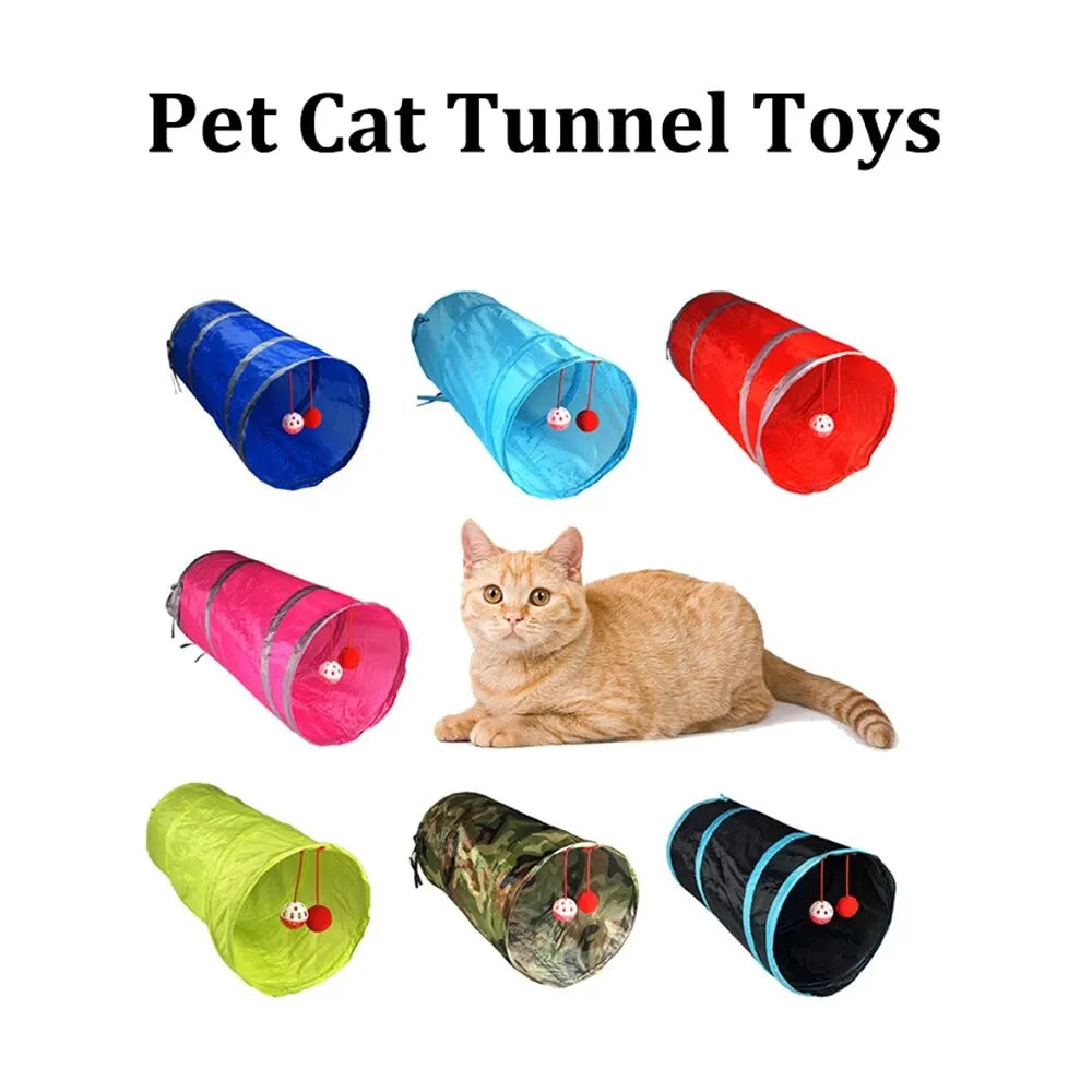 1PC Two-way Retractable Cat Tunnel Toy Cat Interactive Self Hi Ring Paper Foldable Bell Single Layer ( Random Color)