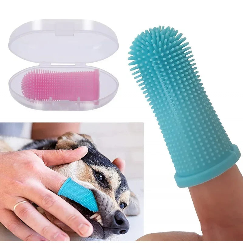 Dog Super Soft  pet Finger Toothbrush Teeth Cleaning Breath Care Nontoxic Silicone Tooth Brush Cat dog toothbrush pet products