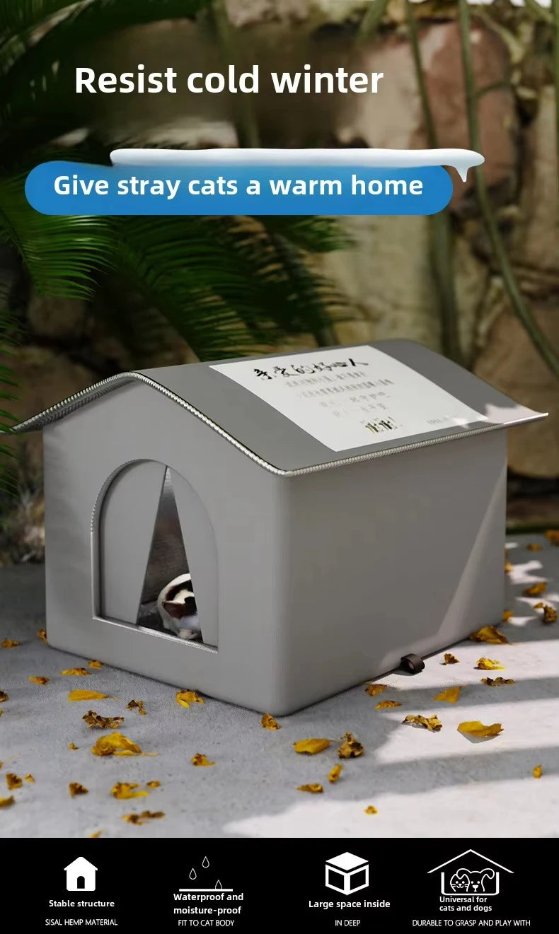 Cat House Weatherproof Safe Outside Winter Warm Pet Sleeping Bed Outdoor Foldable Small Dog Puppy Supply Universal Four Seasons