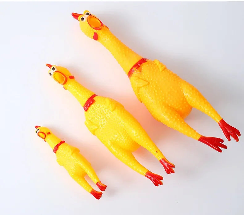 Yellow Screaming Chicken Dog Toys Novelty and Durable Chew Toy Sound Squeeze Screaming Toy