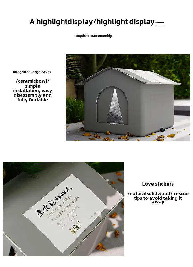 Cat House Weatherproof Safe Outside Winter Warm Pet Sleeping Bed Outdoor Foldable Small Dog Puppy Supply Universal Four Seasons