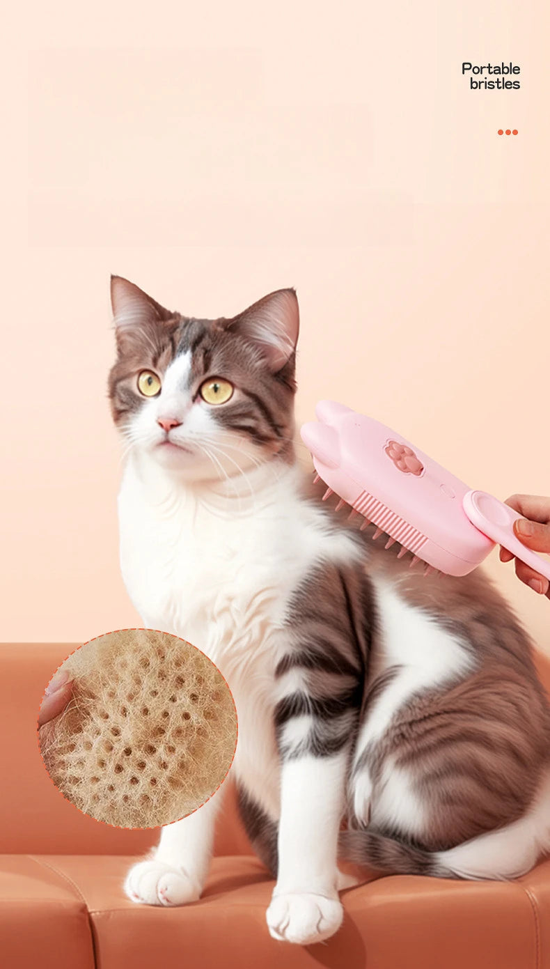 3 in 1 Pet Electric Steam Brush Cat and Dog Cleaning Spray Massage Grooming Comb Retractable Handle Pet Hair Removal BeautyBrush