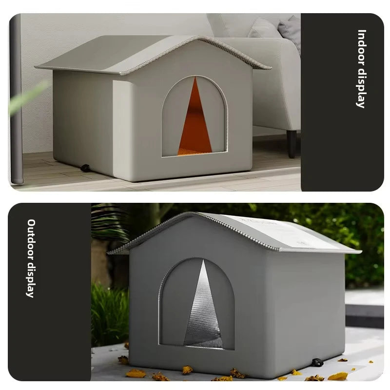 Cat House Weatherproof Safe Outside Winter Warm Pet Sleeping Bed Outdoor Foldable Small Dog Puppy Supply Universal Four Seasons