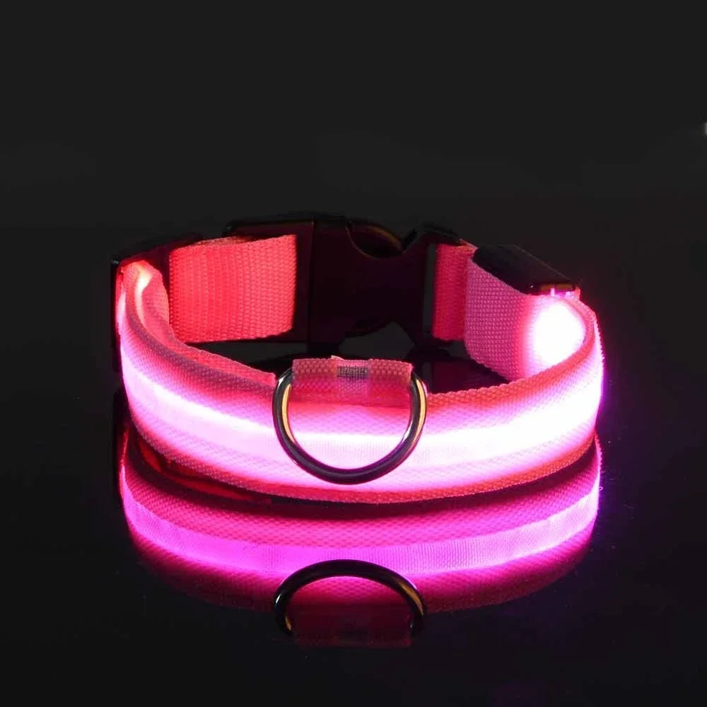 Reflective LED Dog Collar for Night Safety - Durable, Geometric Patterned, Battery-Powered, Ideal for Small/Medium Breeds