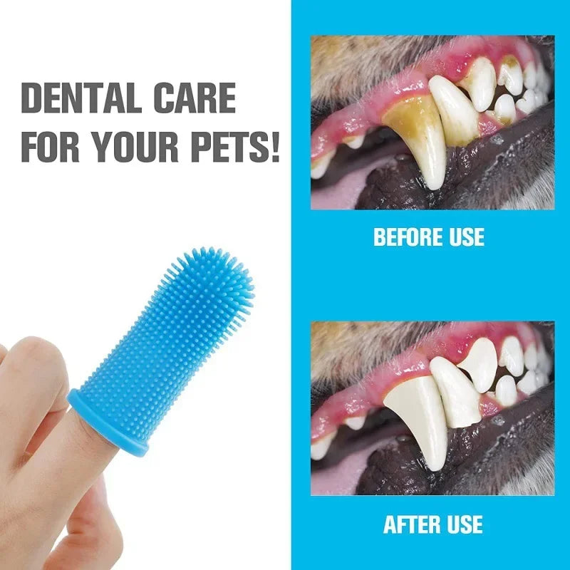 Dog Super Soft  pet Finger Toothbrush Teeth Cleaning Breath Care Nontoxic Silicone Tooth Brush Cat dog toothbrush pet products