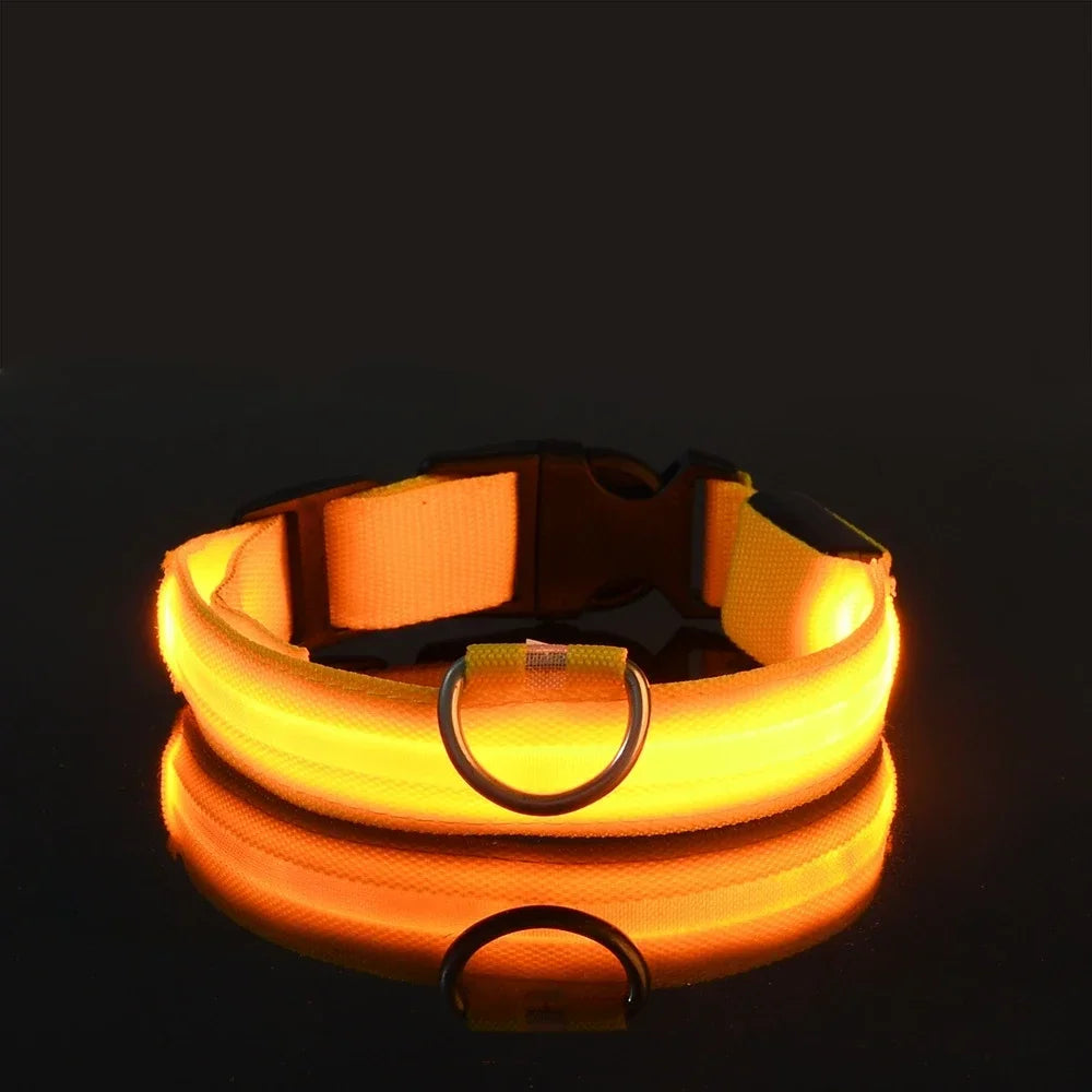 Reflective LED Dog Collar for Night Safety - Durable, Geometric Patterned, Battery-Powered, Ideal for Small/Medium Breeds